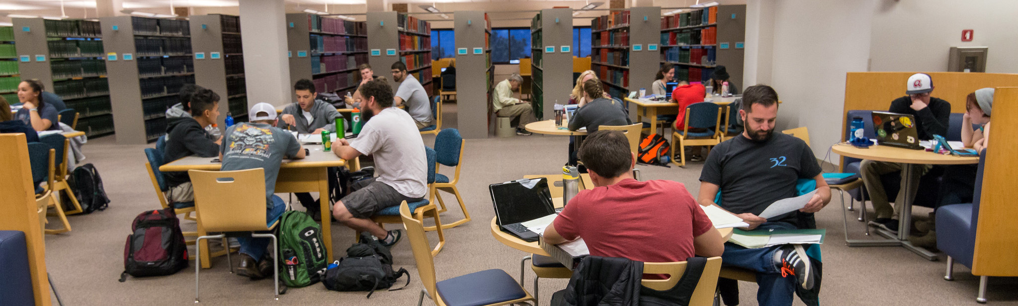photo depicting students using the library to study