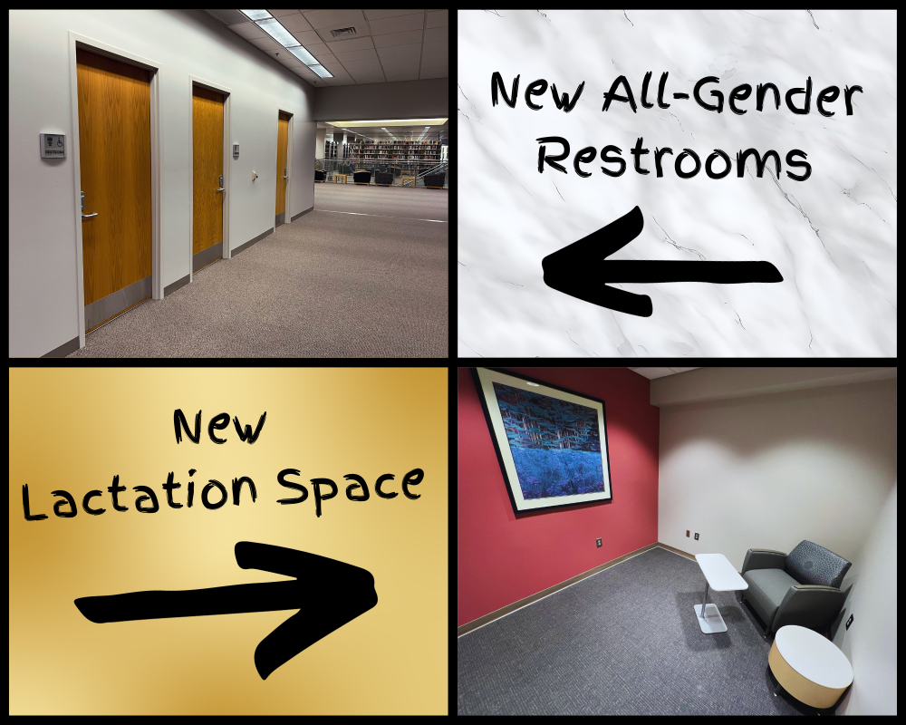 graphic advertising all-gender restrooms and lactation space