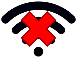 a large red x over a wifi symbol