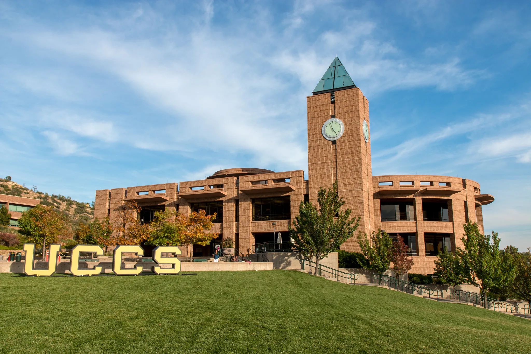 photo of the library building with uccs letters