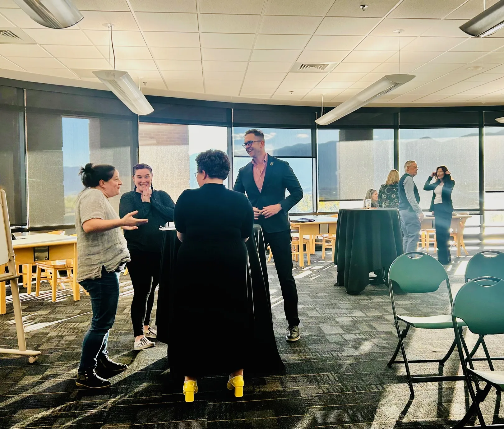 people socializing at the storytelling contest