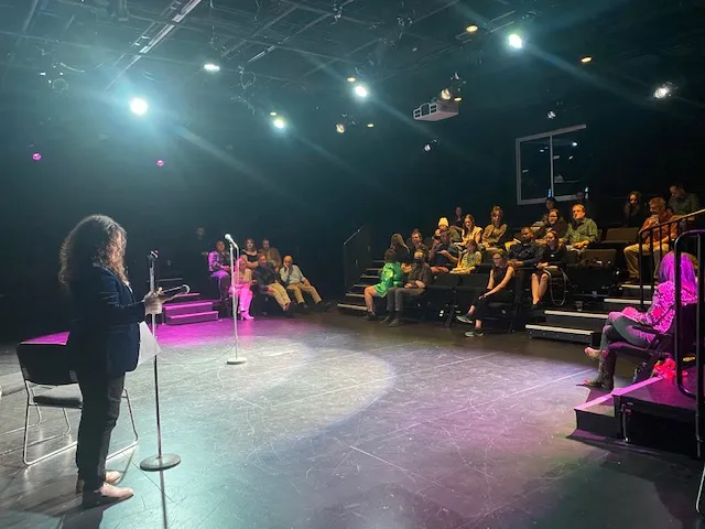 person speaking to an audience