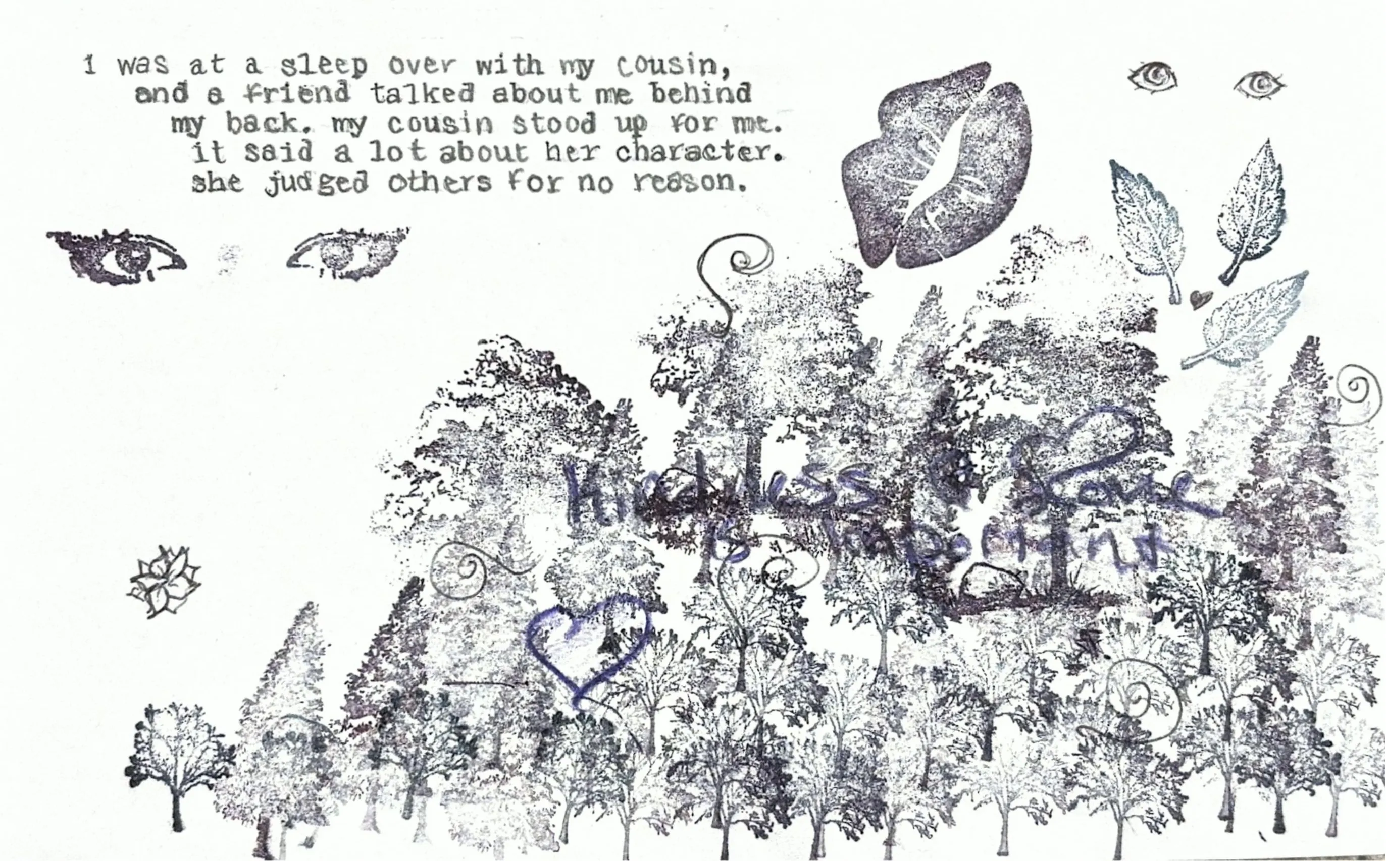 index card with illustration and words