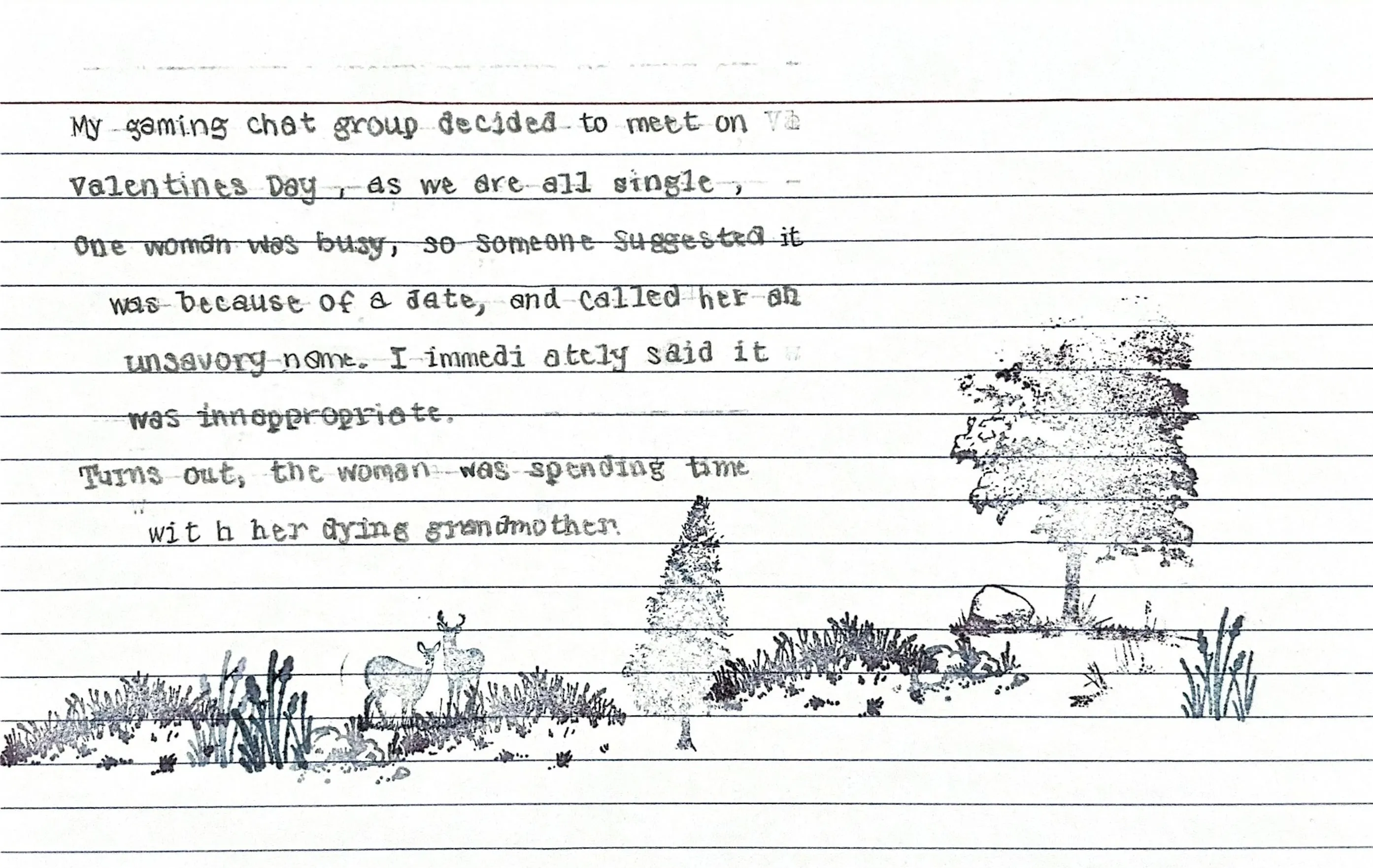 index card with illustration and words