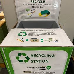 image of a recycling bin in the library 